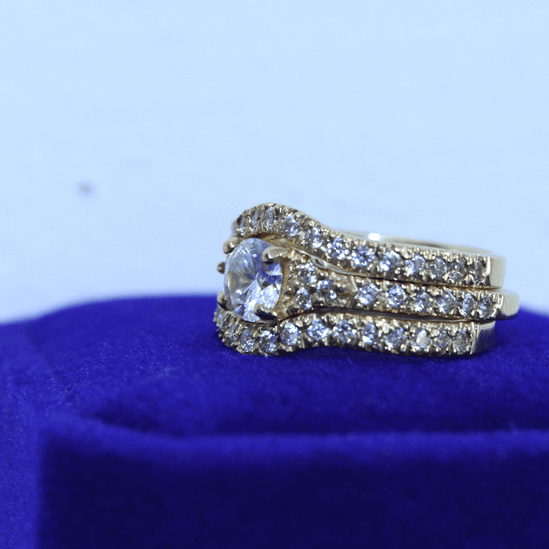 Yellow Gold Wedding 9 Karat  Ring With Cubic Zirconia Stones