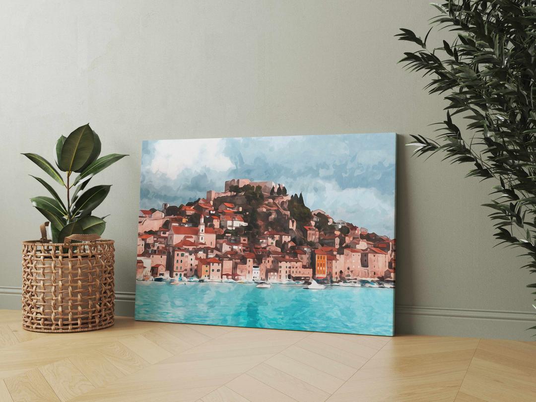 Beach Side Town Canvas